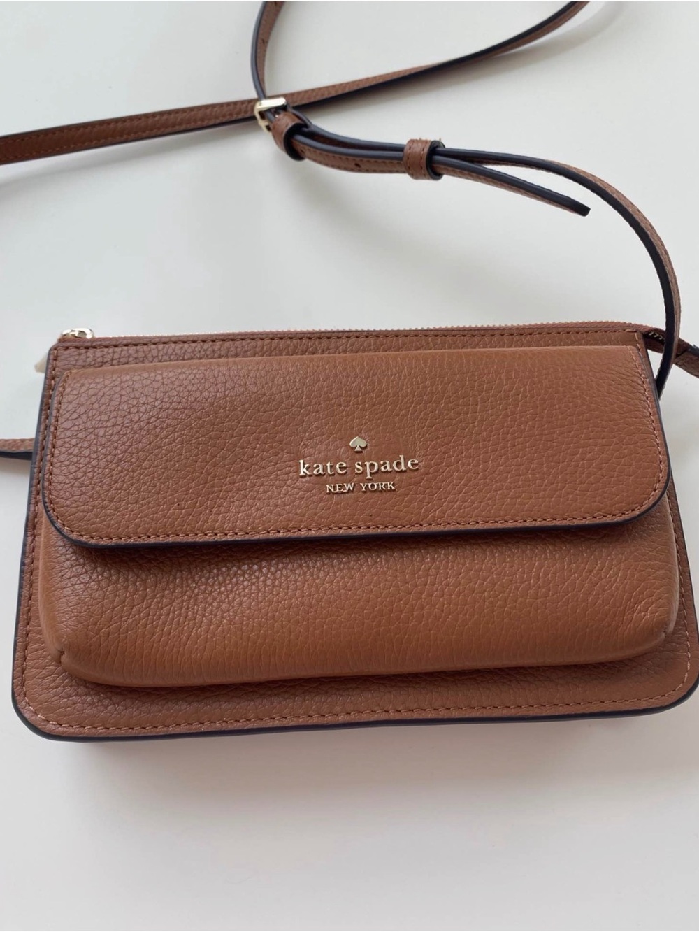 kate spade tan/brown Pebbled Leather Crossbody Bag